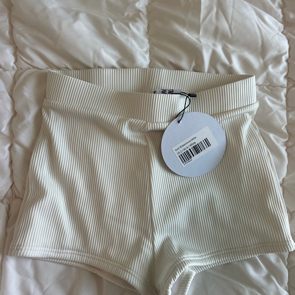 Princess Polly Cream High Waist Shorts